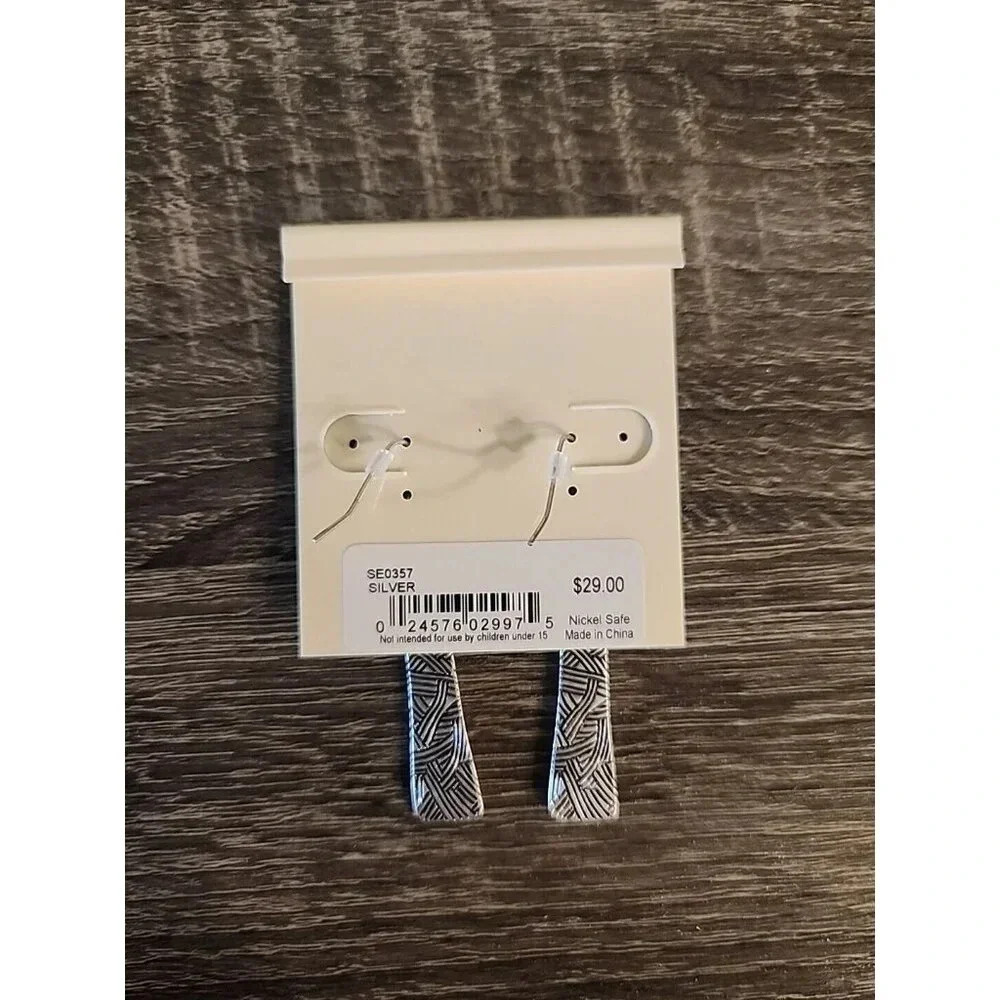 NWT Womens Earrings The Sak Womens Elongated Silver Metal Drop Earrings $29 - Picture 2 of 4